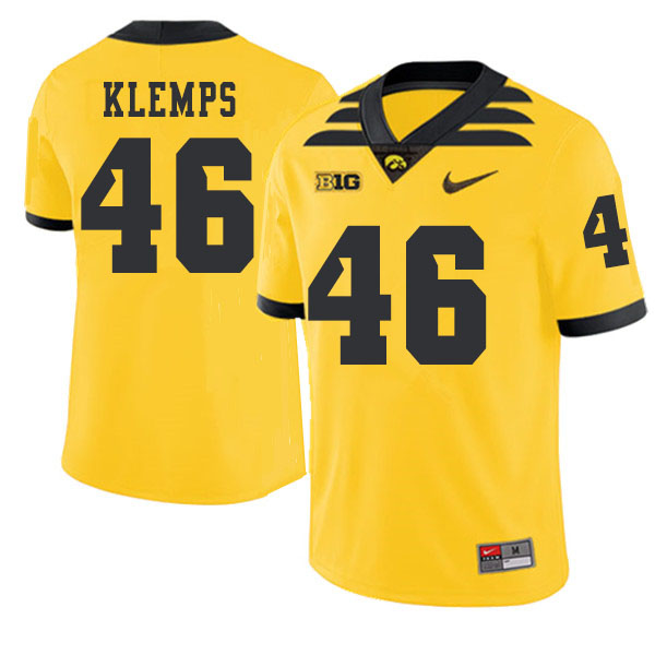 2019 Men #46 Logan Klemps Iowa Hawkeyes College Football Alternate Jerseys Sale-Gold - Click Image to Close